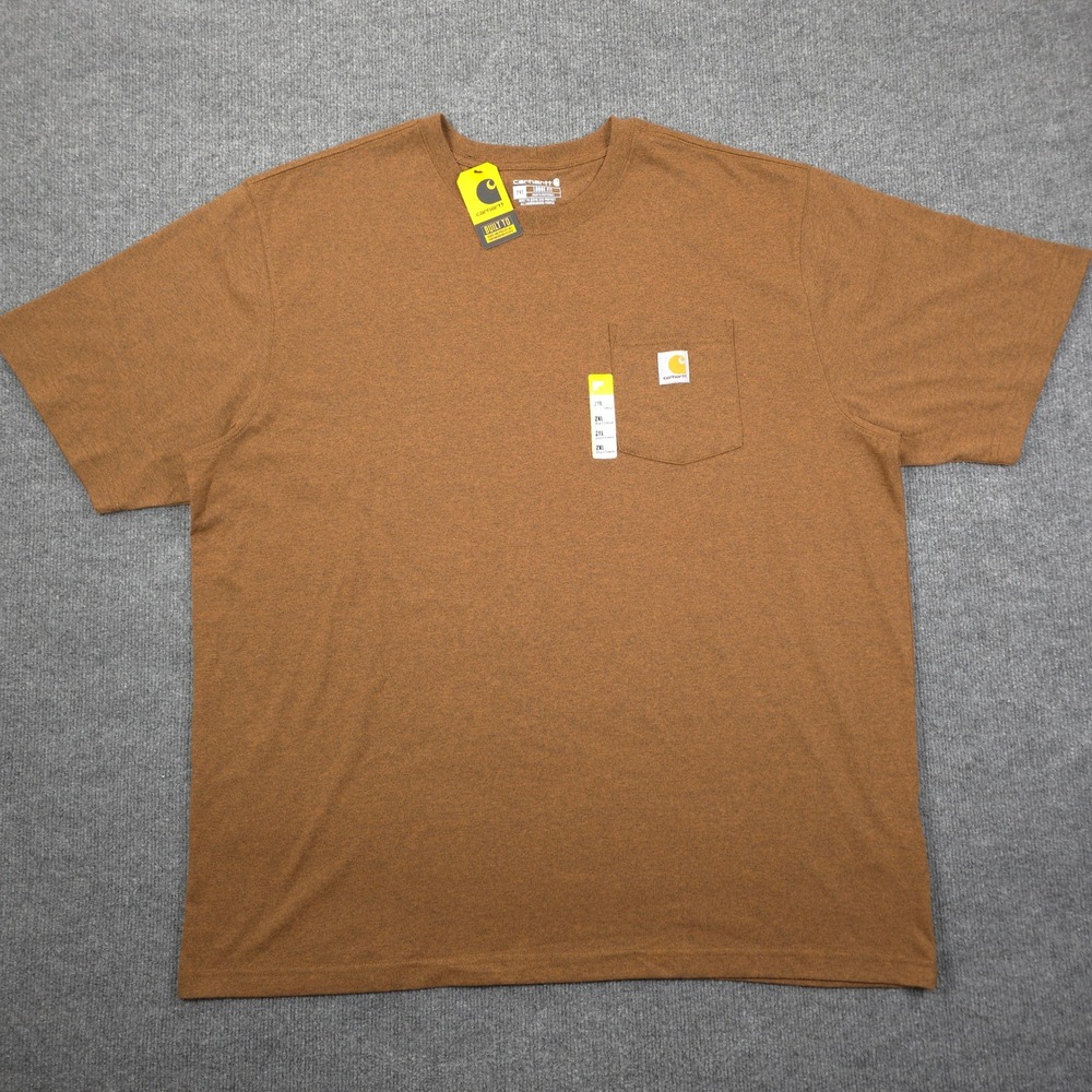 Carhartt Pocket T-Shirt Mens 2XL Brown Loose Fit Heavyweight K87 Workwear Tee